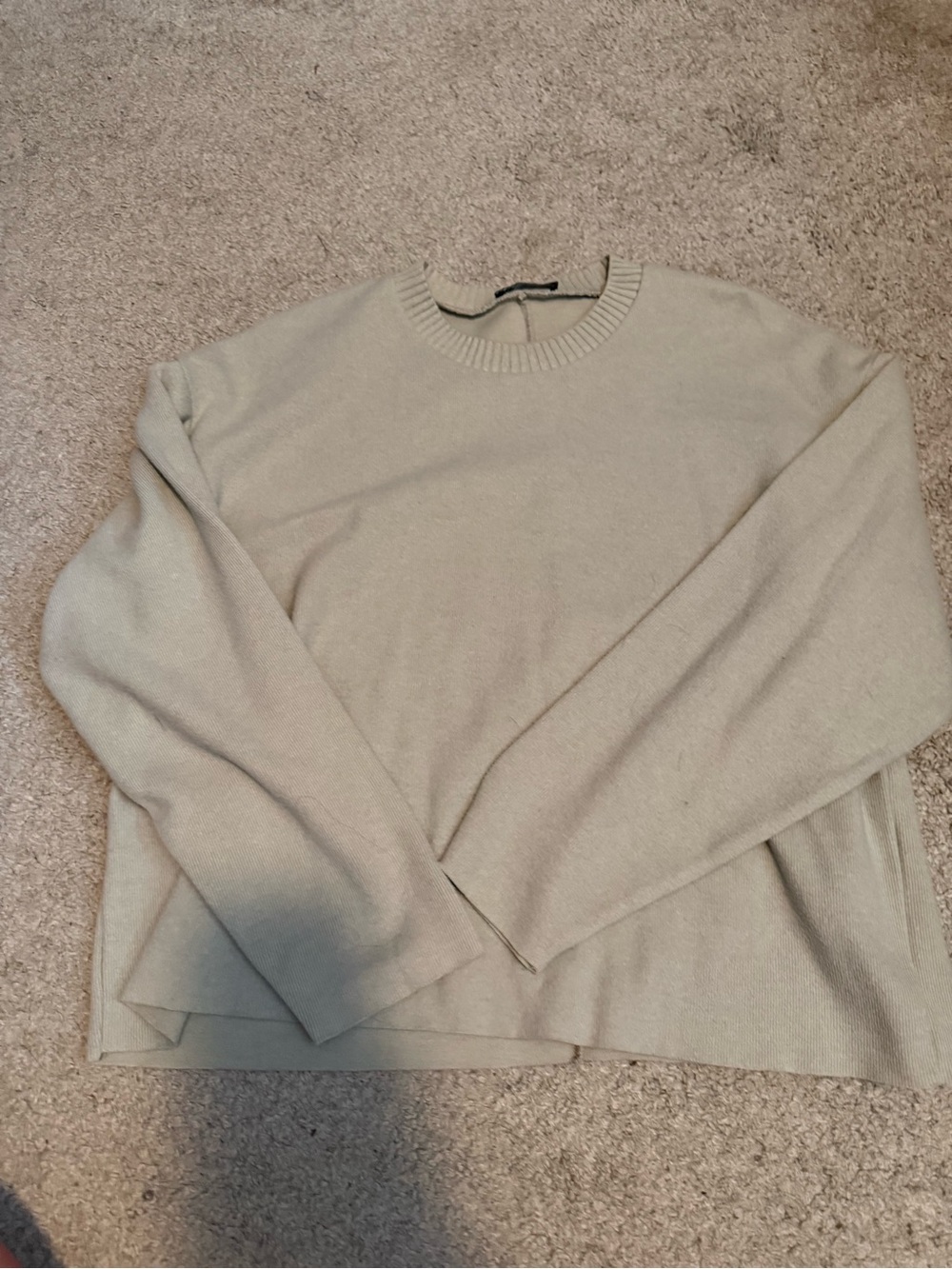 Zara Men's Crewneck Sweater in Light Beige